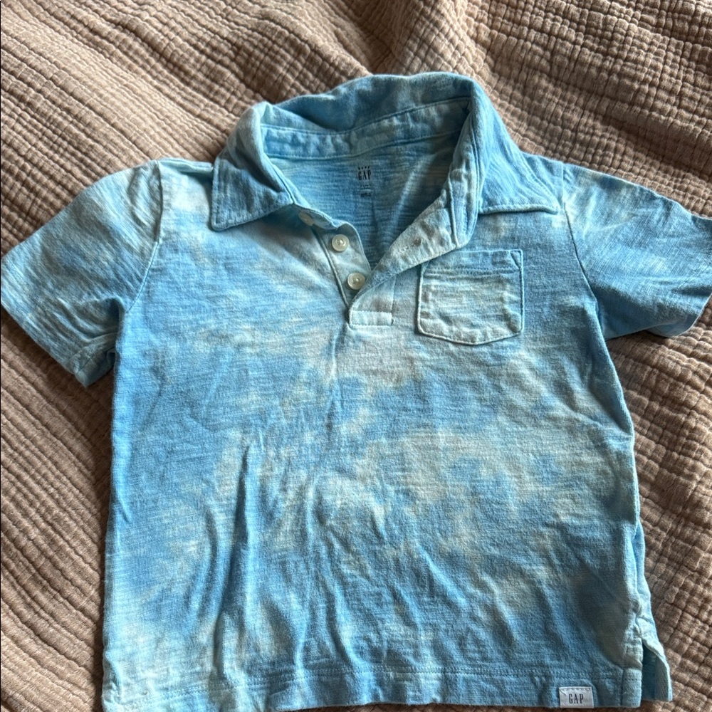 Baby GAP Light Blue Cotton Tie-dye Polo Shirt